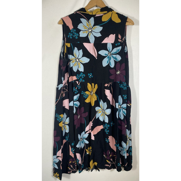 Who What Wear Dress Size 2X Black Floral Shirt Dress Sleeveless Dark Romantic - Picture 9 of 12